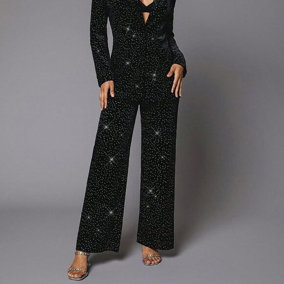 Black Party Womens Rhinestone Detail pants - Picture 4 of 5